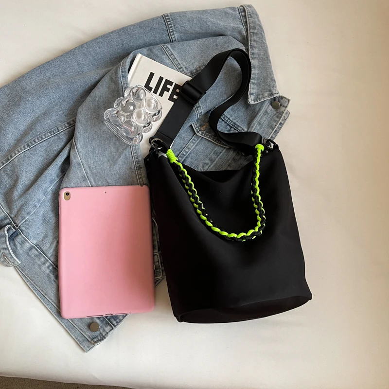 Fashion Soft Solid Nylon Zipper Youth Handbags High Quality Concise Neutral Shoulder Bags Casual Large Capacity Crossbody Bags