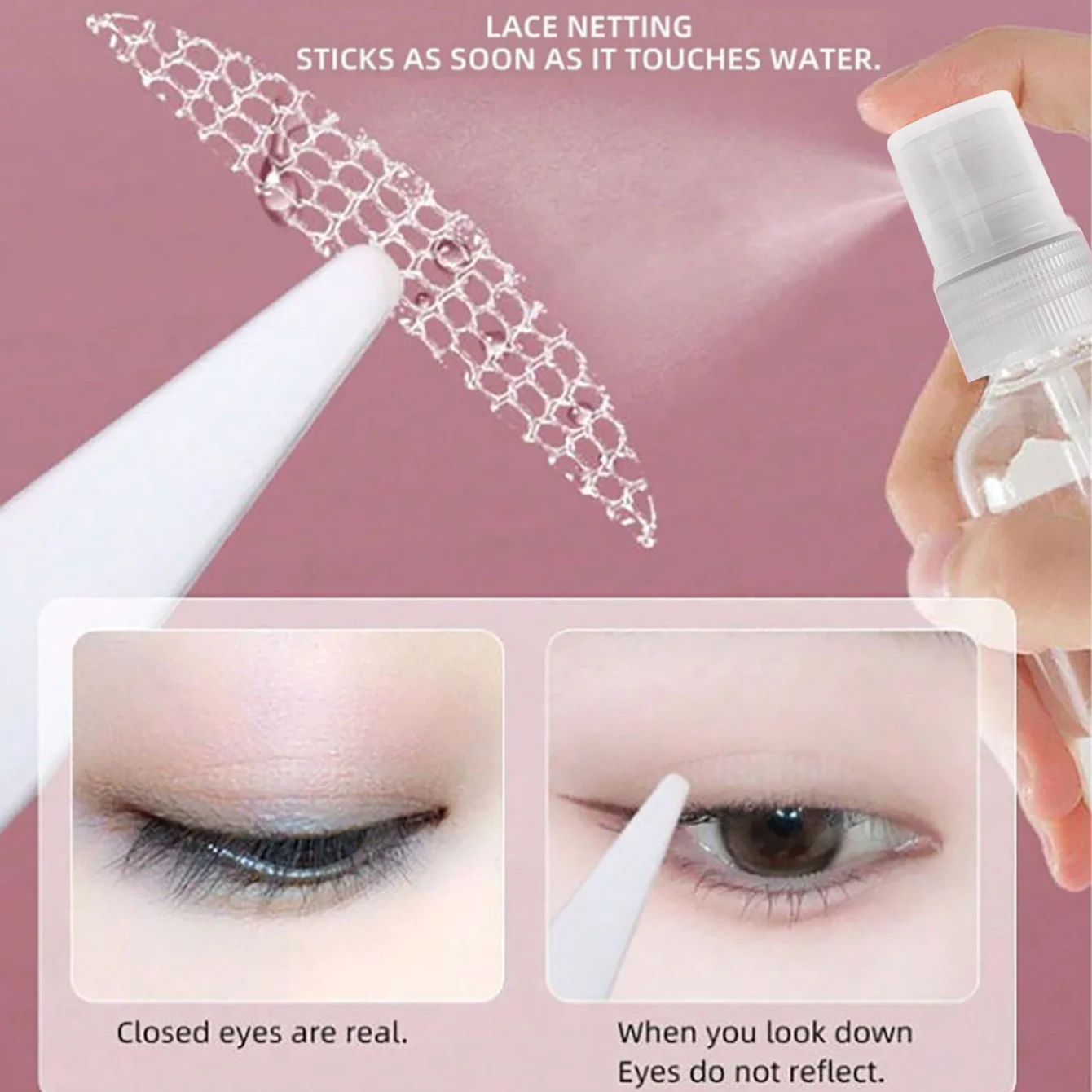 240 個まぶたステッカークリアベージュ超薄型まぶたストリップピンセット付き長持ちレースまぶたステッカーナチュラルビッグアイ用
