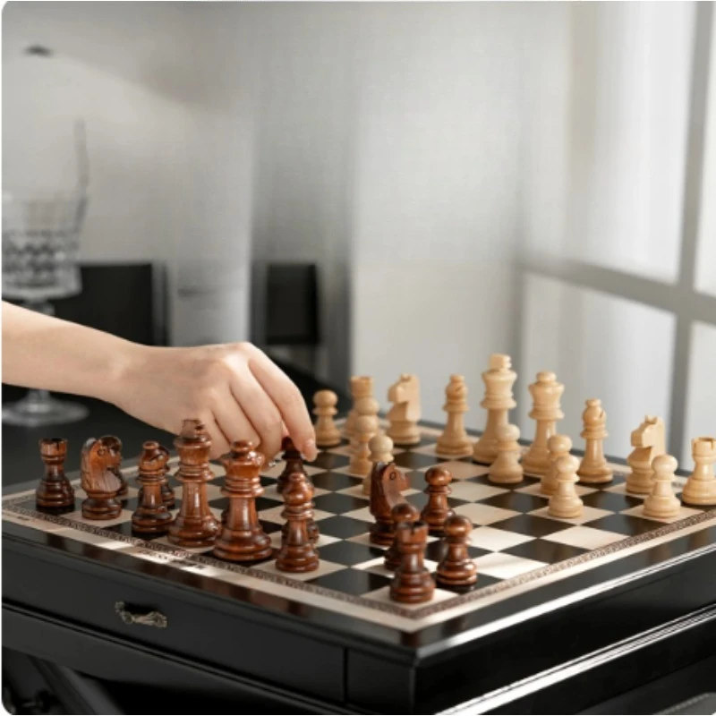 Solid Wood High-end Chess, Drawer Type Chessboard Gift Set for Student Competitions and Home Play