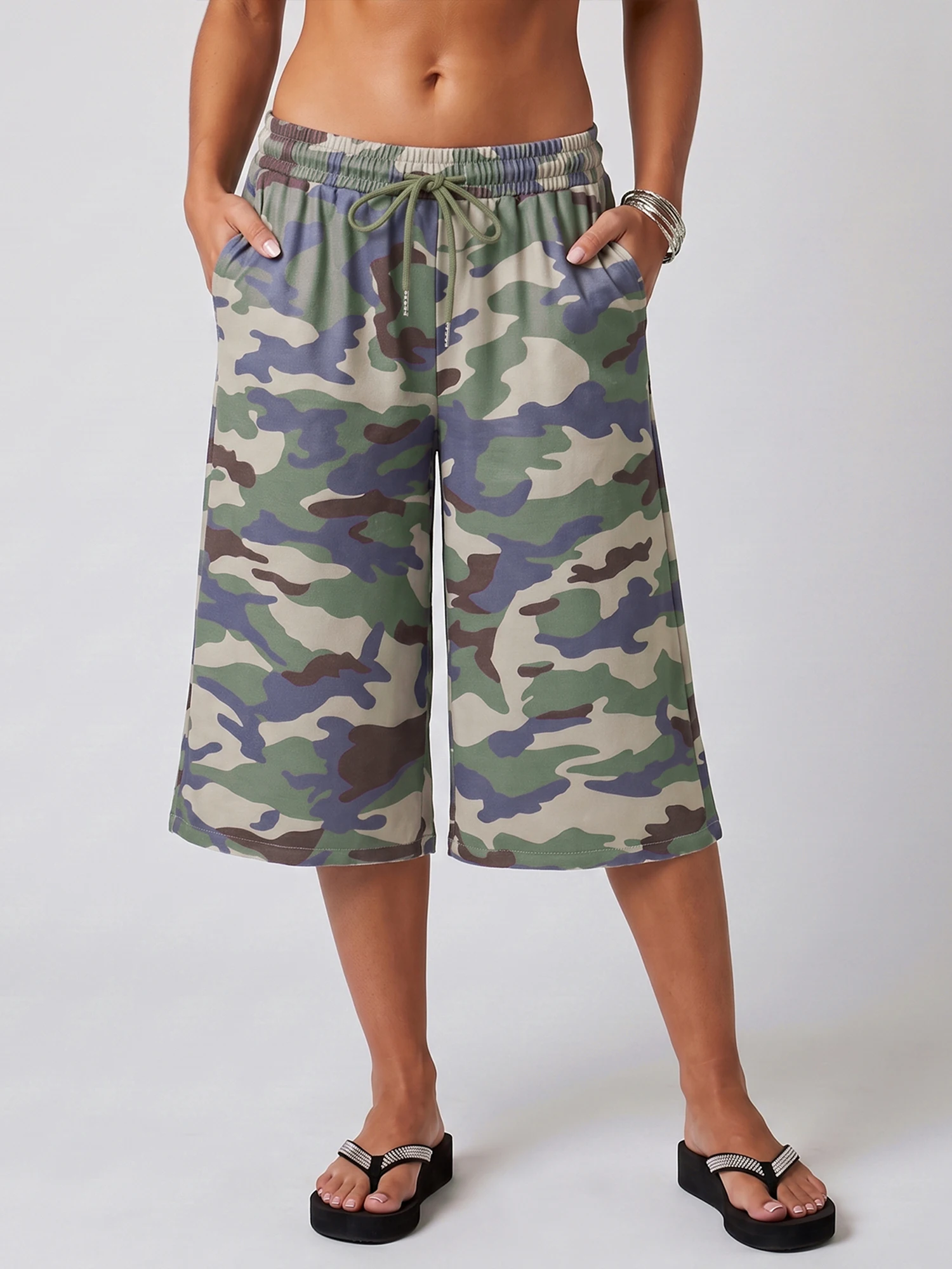 Women Camo Sweat Shorts Baggy Athletic Lounge Short Pants Y2K Streetwear Slouchy Skater Shorts