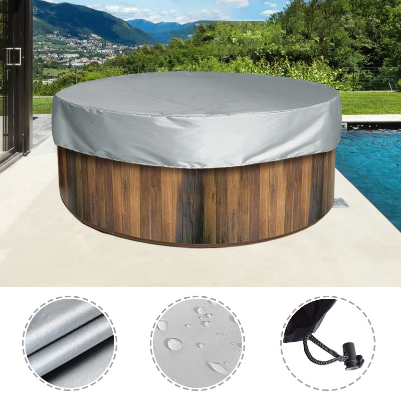 Outdoor Round Dust Cover Waterproof Bathtub Cover Outdoor Awning Dust Cover Coated Silver Rain-proof Daily Chemical Cover