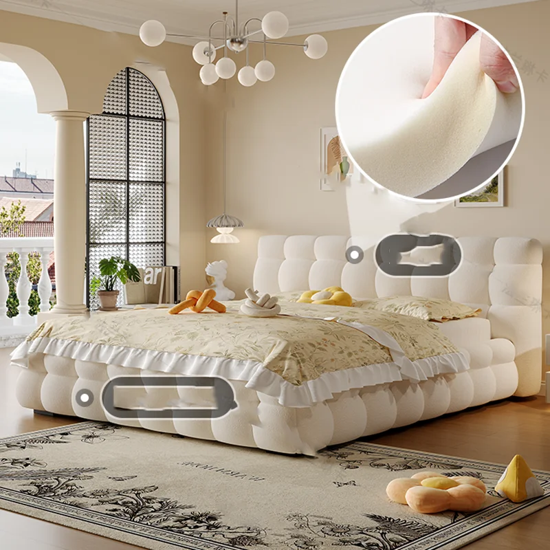 ألواح رأسية عائمة مزدوجة حديثة للسرير، منصة سرير لغرفة النوم بحجم كينج، تصميم أوروبي للأميرة، أثاث عصري من موبليس