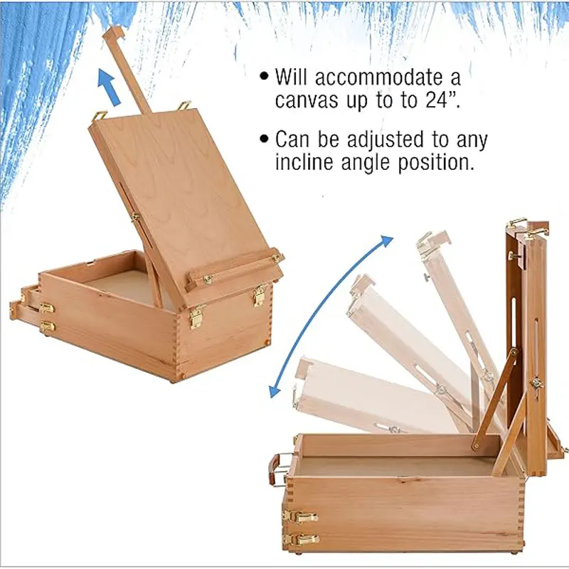 Extra große 2-Schubladen-Staffelei aus Holz mit verstellbarer Aufbewahrung, tragbare Letong-Künstler-Desktop-Staffeleien zum Zeichnen, Malen,