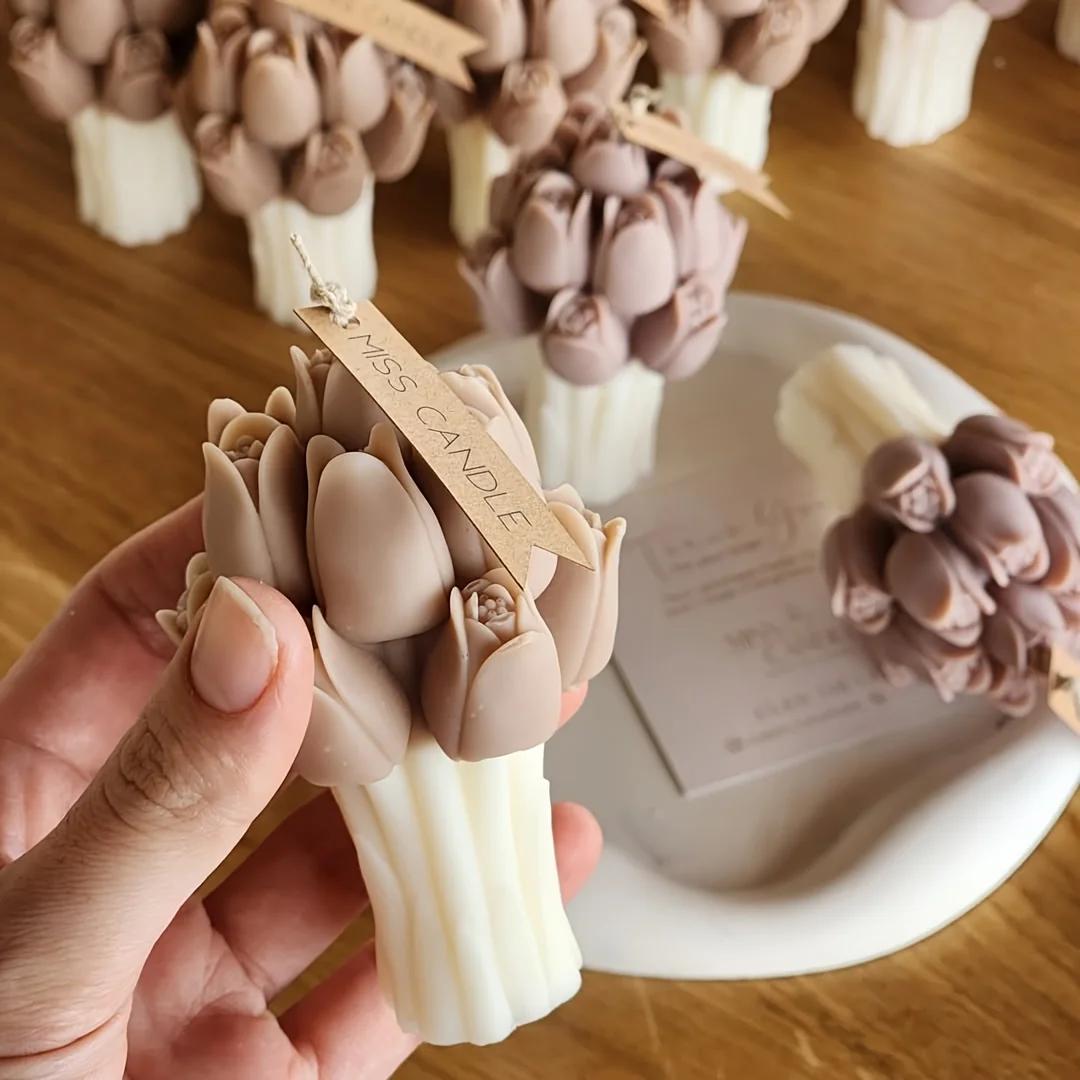 

3D Tulip Bouquet Silicone Mold DIY Flowers Aroma Candles Plaster Ornament Molds Handmade Gift Soap Candle Wedding Gift
