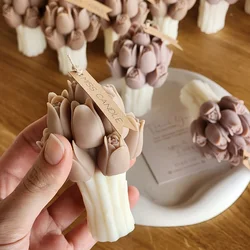 3D Tulip Bouquet Silicone Mold DIY Flowers Aroma Candles Plaster Ornament Molds Handmade Gift Soap Candle Wedding Gift