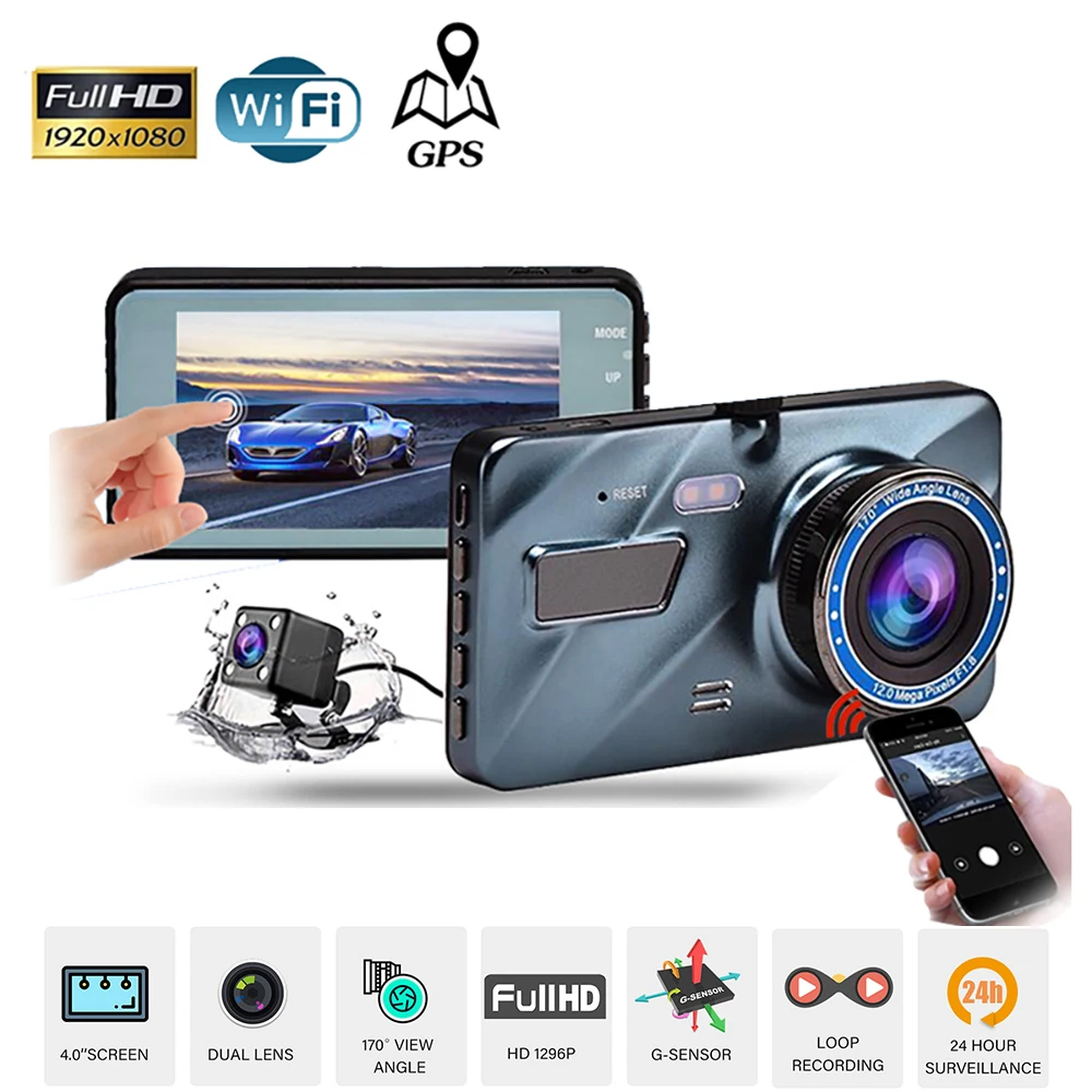 

Car DVR Dash Cam Full HD 1080P WiFi Camera Vehicle Mirror Drive Video Recorder Monitor Black Box Dashcam GPS Car Accessories