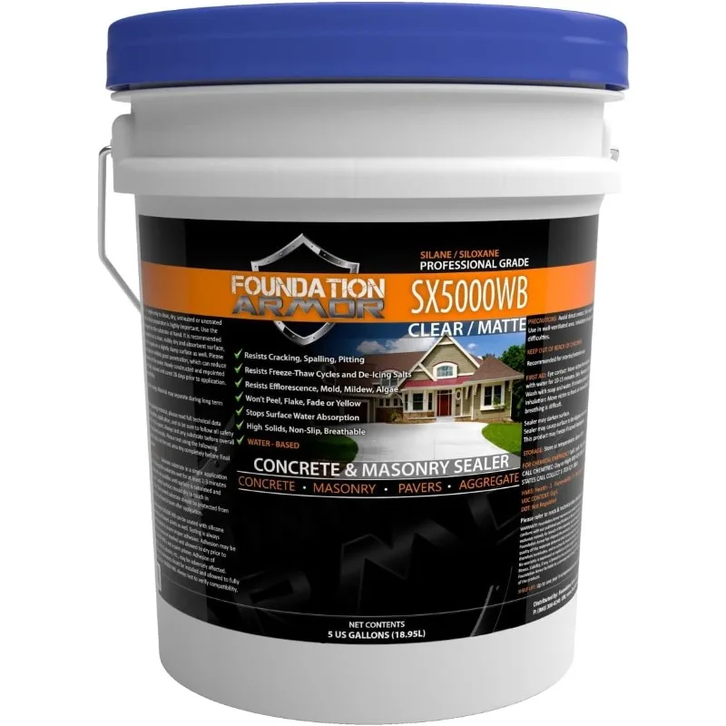 

5-Gal. SX5000 WB DOT Approved Water Based Silane Siloxane Penetrating Concrete Sealer, Brick Sealer, Paver Sealer