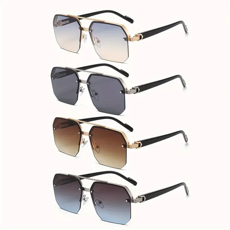 Classic Half-Frame Fashion Glasses for Men & Women - Vintage Style, Slimming Effect for Driving & Outdoor Adventures Gradient image 2