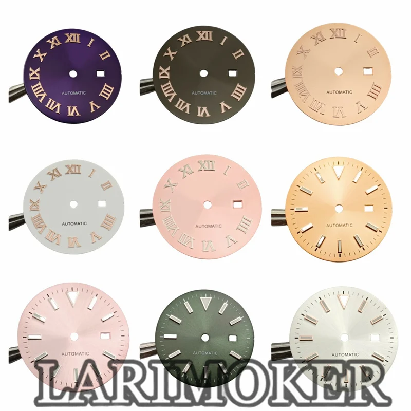 قرص ساعة LARIMOKER بشريط أخضر مضيء ، h05 ، حركة NH06 ، رقم روماني ، بدون انفجار شمس مضيء ، مؤشر nay