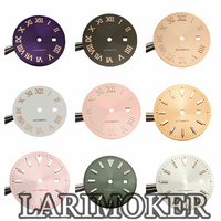 LARIMOKER 24.5mm Watch Dial NH05/NH06 Movement Green Luminous Strip Nail Index Dial Roman Number Index No Luminous Sunburst Dial