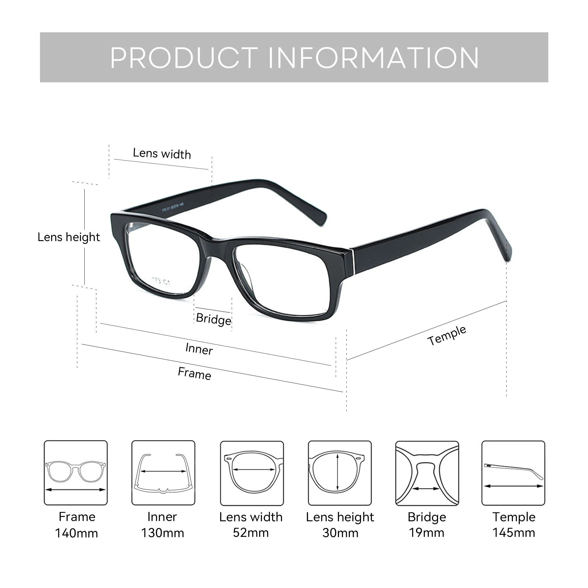 BLUEMOKY Handmade acetate fiber prescription glasses, women's square progressive anti blue light color changing glasses