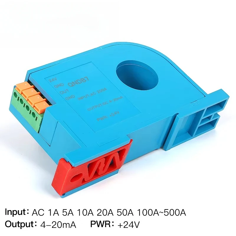 Current Transmitter 4 20mA QNDB7 Input AC 5A 10A 20A 50A 100A 200 CT Transformer Current Transducer Factory Current Sensor 420mA