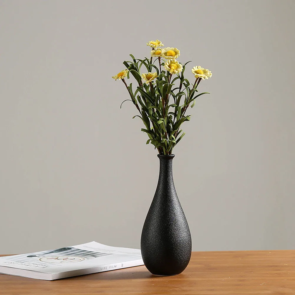 

Flower Vase Dried Flowers for Decor Trendy Vases Black Ceramic Decorative with Home