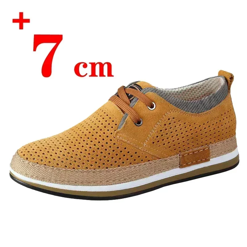 Men Casual Sneakers 2023 New Elevator Shoes Suede Small Size Heightening Shoes For Male Hidden Height Increased 7CM Taller Shoes