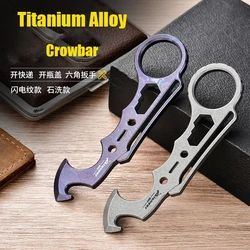 Multifunctional Titanium Alloy Crowbar wrench Back clip Pry Bar Bottle Opener EDC Screwdriver Outdoor Portable Pocket Tool