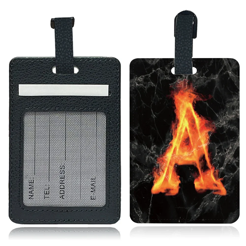 Personalized Portable Luggage Boarding Pass Pu Travel Luggage Tag Fashion Baggage Boarding Tag ID Name Address Fire Pattern