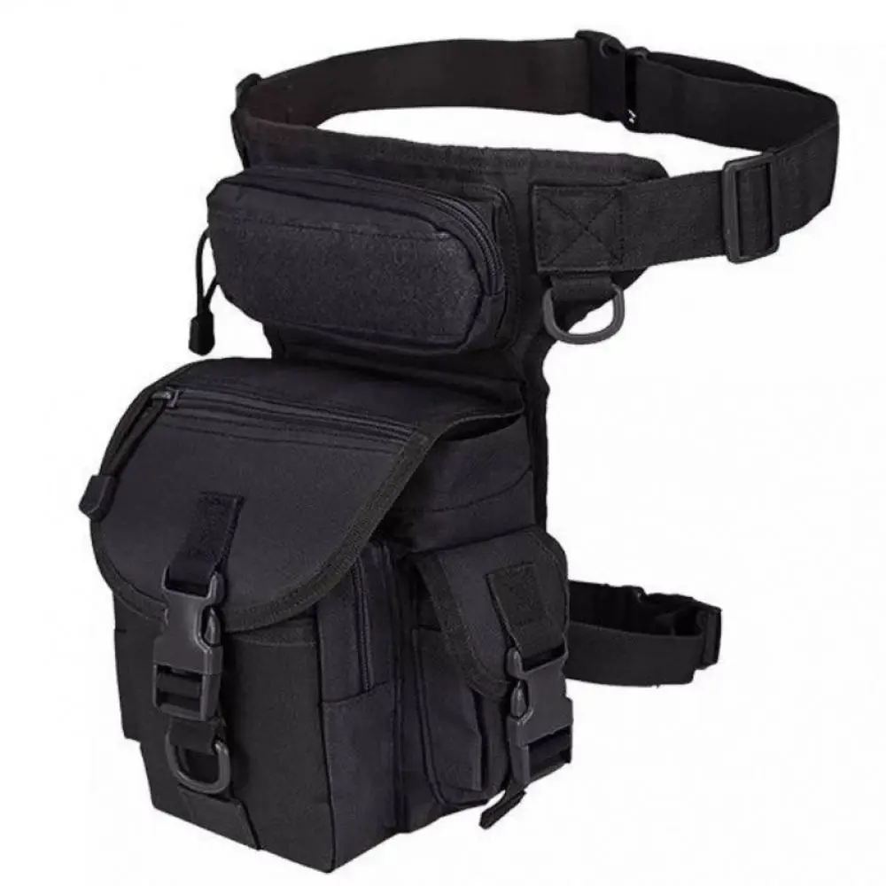 

Large Capacity Outdoor Drop Leg Bag D-shaped Buckle with Side Pockets Hiking Waist Pack Removable Leg Strap Waterproof
