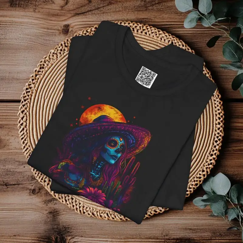 Camiseta de Catrina del Día de los Muertos, calavera de azúcar de Halloween, arte de Calavera mexicano, traje de Día de Muertos, lona suave Bella XS a 5XL