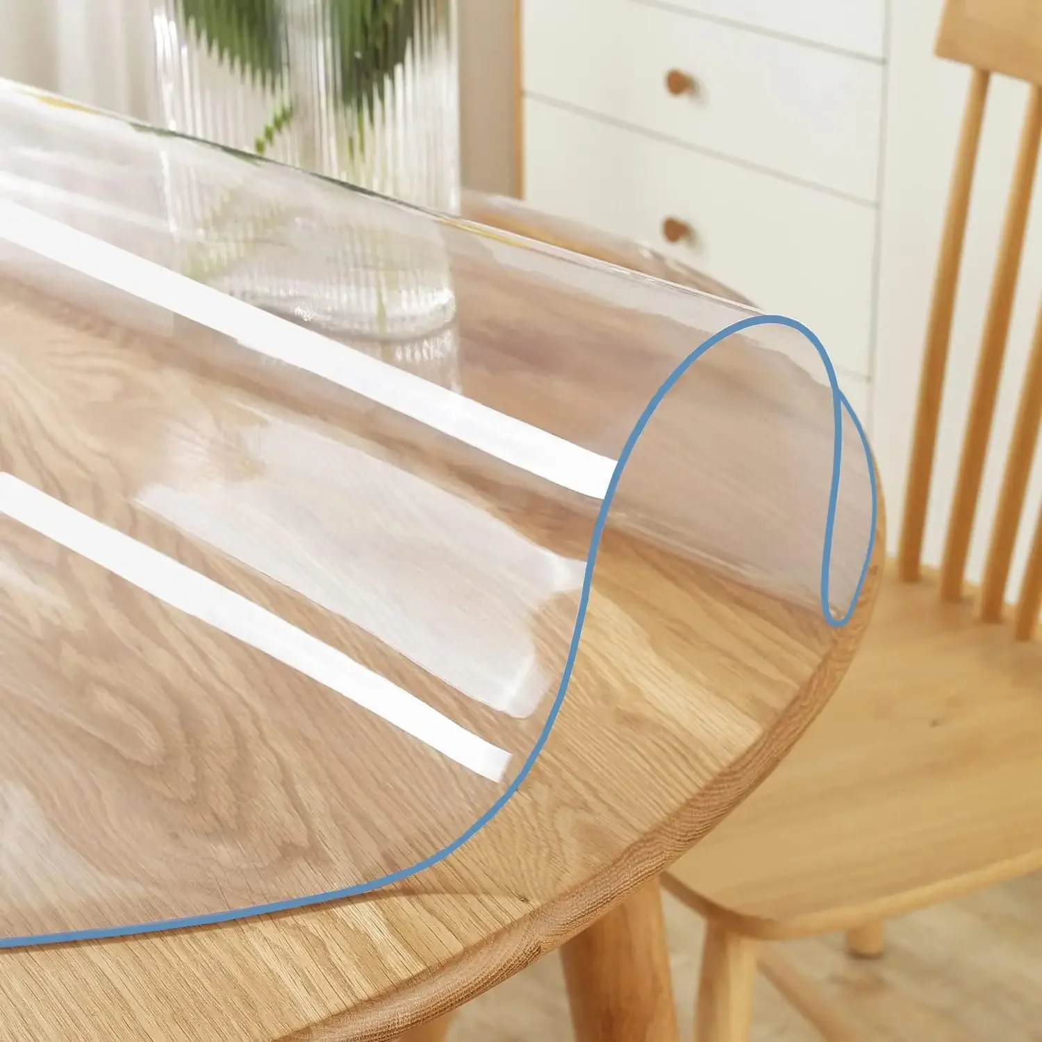 High End PVC Round Tablecloth Waterproof Oil Proof Soft Glass Transparent Round Table Mat Pad for Dining Room Kitchen Decor