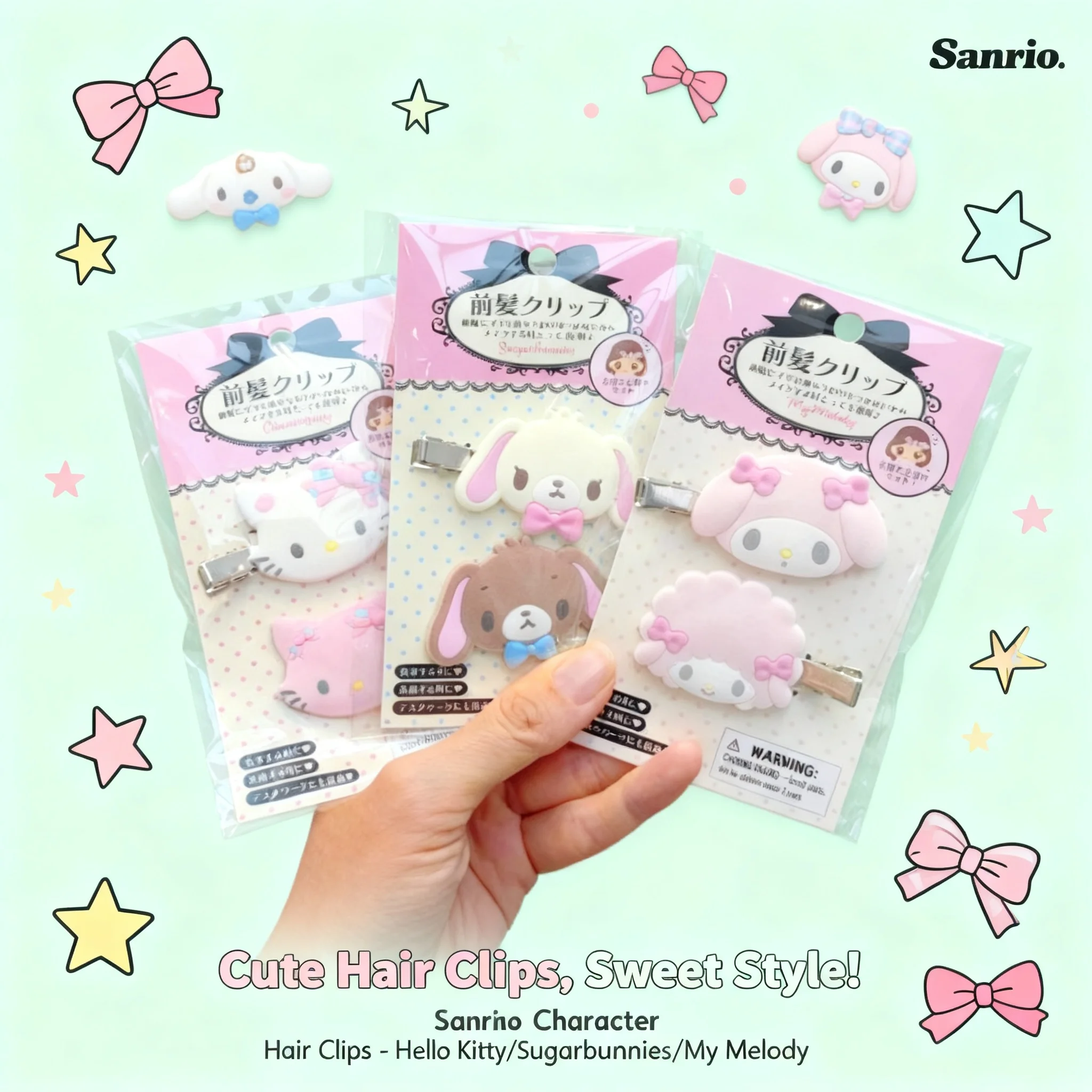 

Kawaii Sugarbunnies Hairpin Cartoon Kuromi My Melody Sweet Girl Bangs Side Clip Creative Cinnamoroll Hair Clips Christmas Gifts