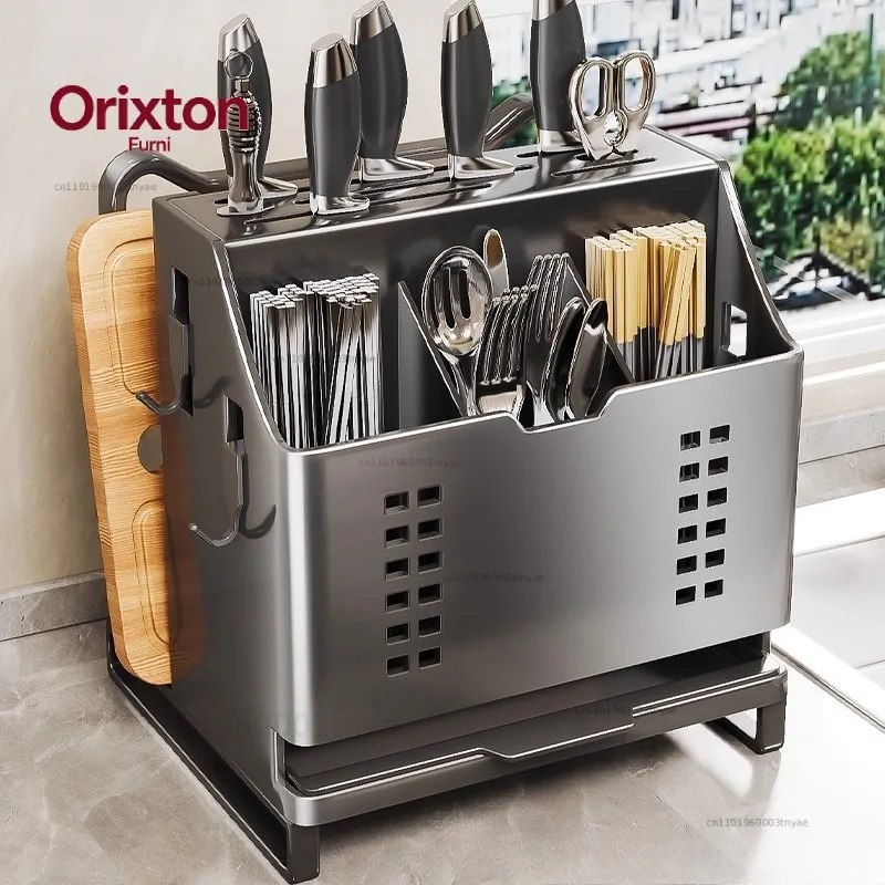 2026New multifunctional kitchen  holder, chopstick tube integrated stainless steel kitchen holder, storage rack
