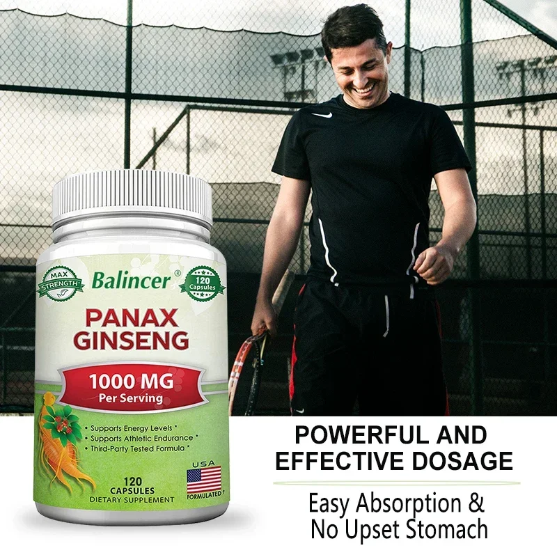 Ginseng Extract Supplement - Supports Men\'s Muscle Endurance and Strength, Immune System, Traditional Energy Booster, Non-GMO