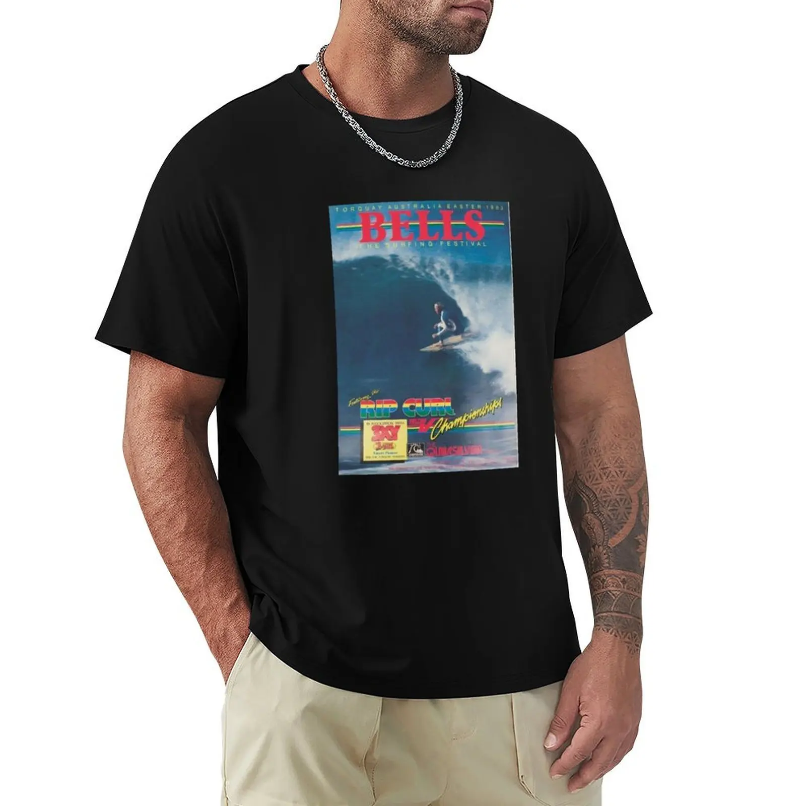 vintage australia surfing poster 1983 T-Shirt Work Utility Casual Tee Shirt