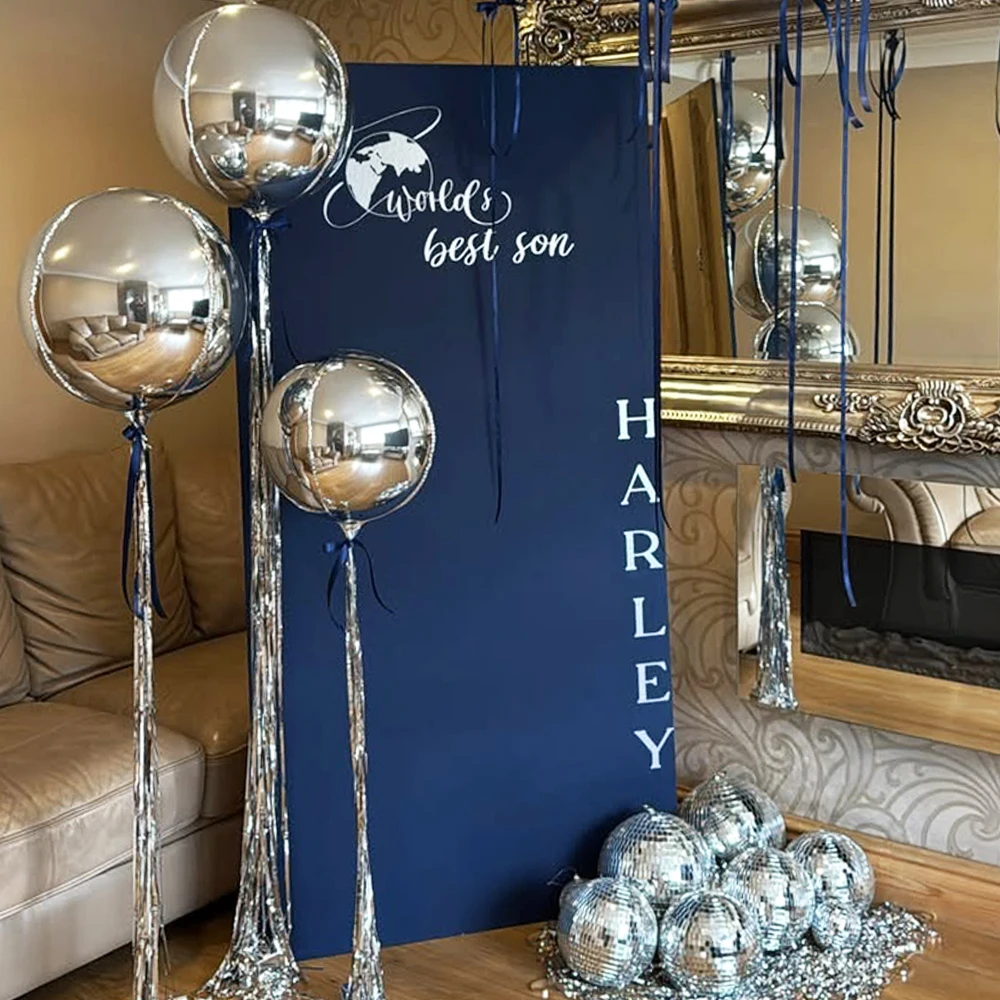 10 Stück Metallische Goldfolien-Ballons mit Quastenenden 22 Zoll 4D Runde Ballons Lametta-Folien-Fransenvorhang für Hochzeit Geburtstag Dekoration – Detail 7