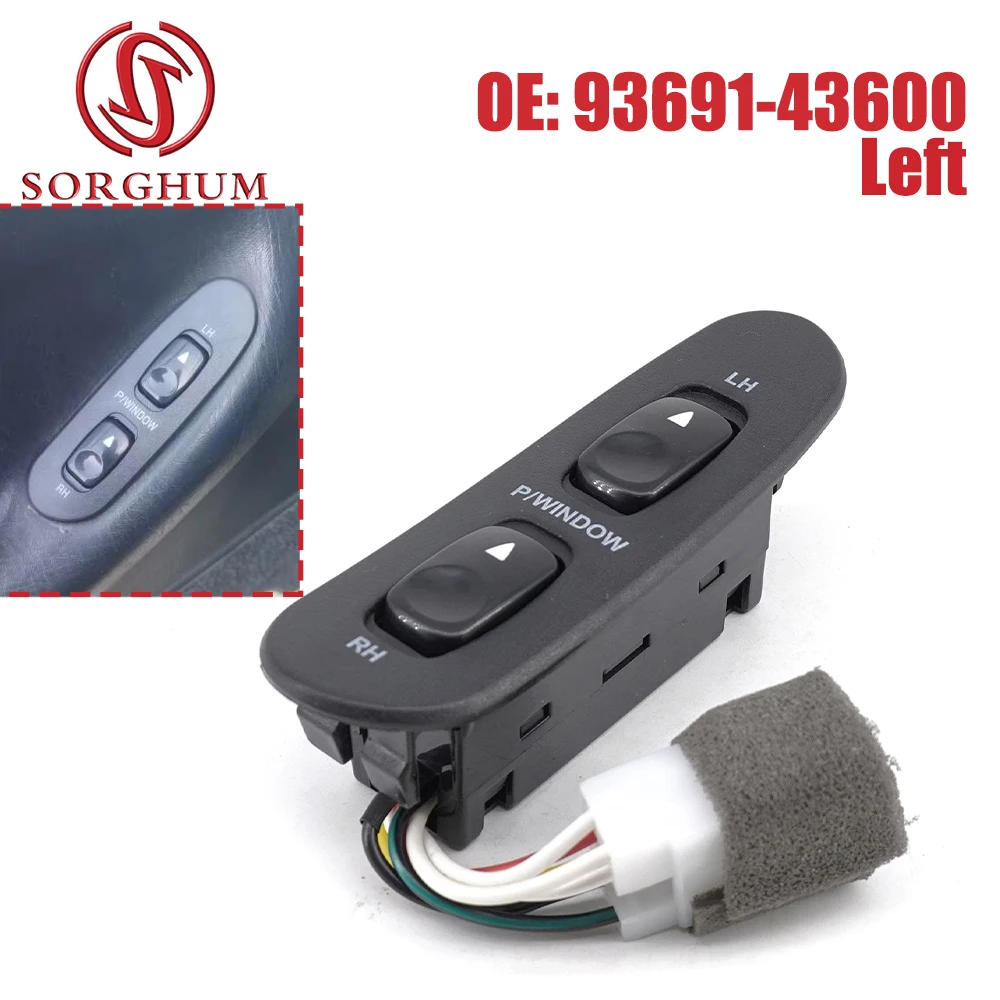 Sorgo botão interruptor de elevador de janela elétrica dianteira esquerda do carro para hyundai h100 ônibus kasten 1996-2001 93691-43600 acessórios automotivos