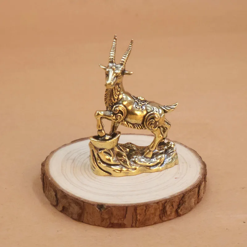 Copper Figurine, A Solid Craft Piece Depicting A Ram, A Zodiac Animal, Suitable For Office Desk Decoration And Feng Shui, An