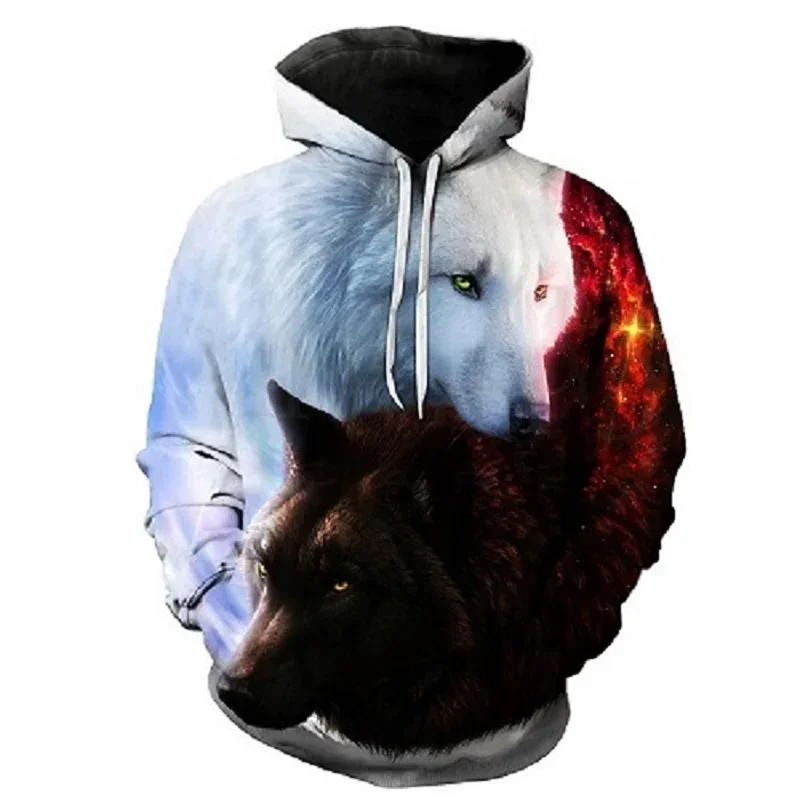 3D-Druck Hoodie mit Wolf-Motiv für Herren und Damen, modischer, lässiger Oversize-Pullover, Hip-Hop, Harajuku, Streetwear – Detail 5