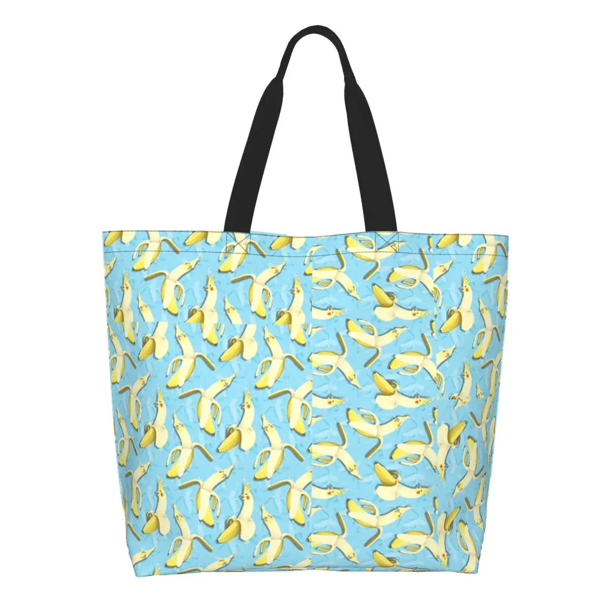 Bananaaaa! - Cockatiel Banana Pattern Shopping Tote Bag Canvas Large Capacity Shoulder Bags Shopper Grocery Handbag for Women