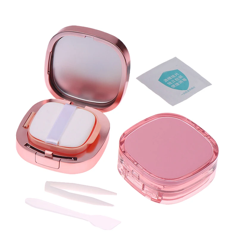 Vierkante lege luchtkussen bladerdeegdoos draagbare cosmetische make-up case container met poeder spons spiegel voor BB Cream Foundation Diy