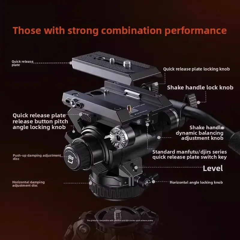 One-button full-open hydraulic carbon fiber tripod kit, professional camera rocker arm