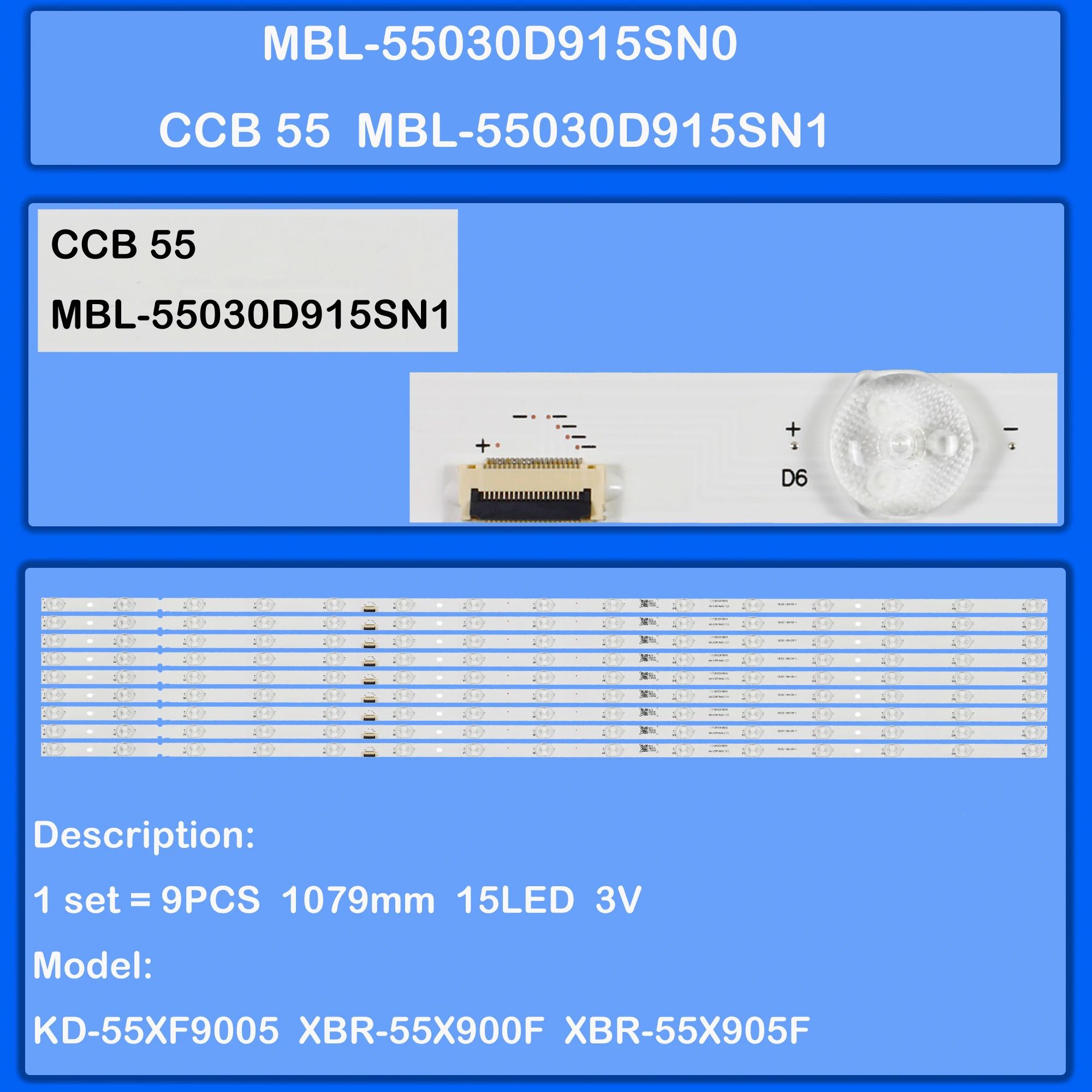 LED backlight strip for KD-55XF9005 KD-55XF4005 XBR-55X900F XBR-55X905F KD-55X9500G KD-55XE9005 XBR-55X950G 55X9500G 55XG9505