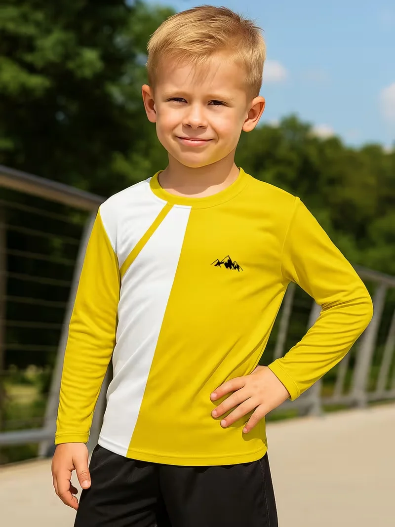 kids t‑shirt,crew neck long sleeve tee,king letter print,all‑over bear head diamond pattern,beige casual top for boys daily wear