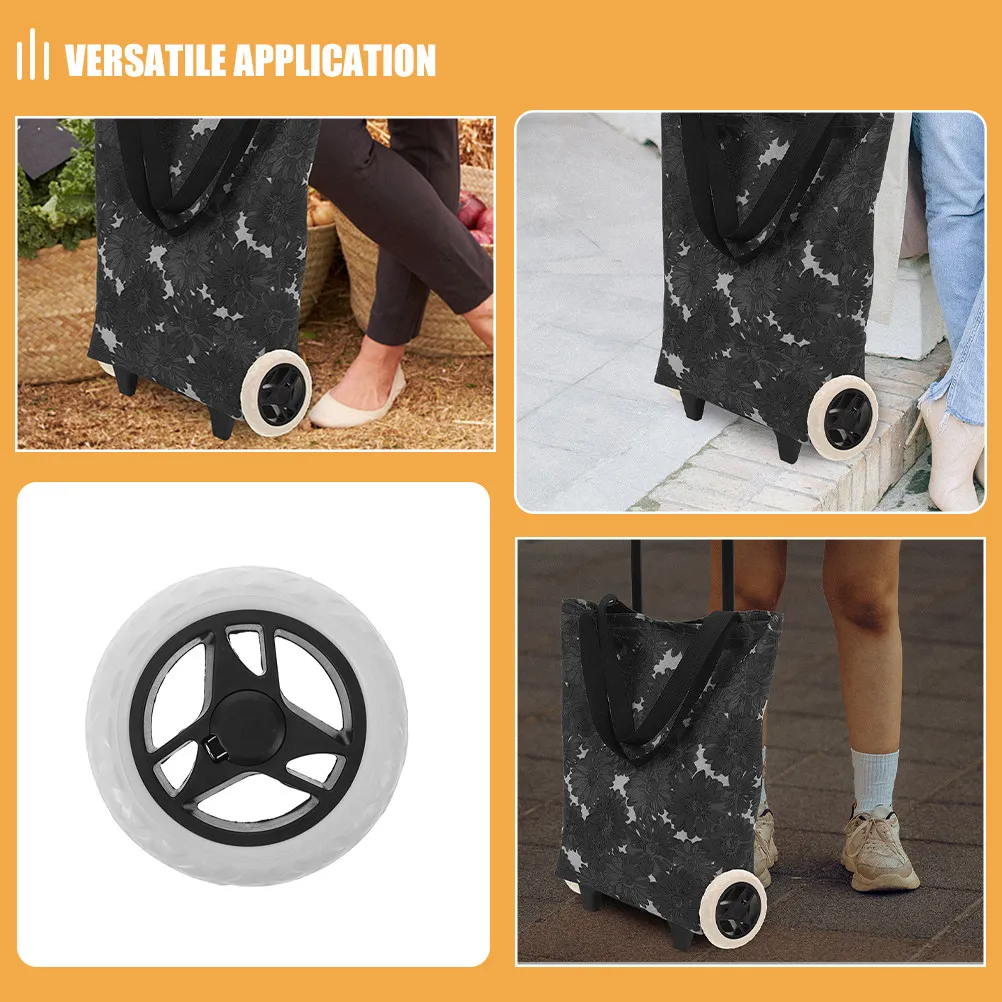 4Pcs Shopping Cart Wheels Heavy Duty Foldable Replacement Accessories for Small Trolley Supermarket Caster Wheels