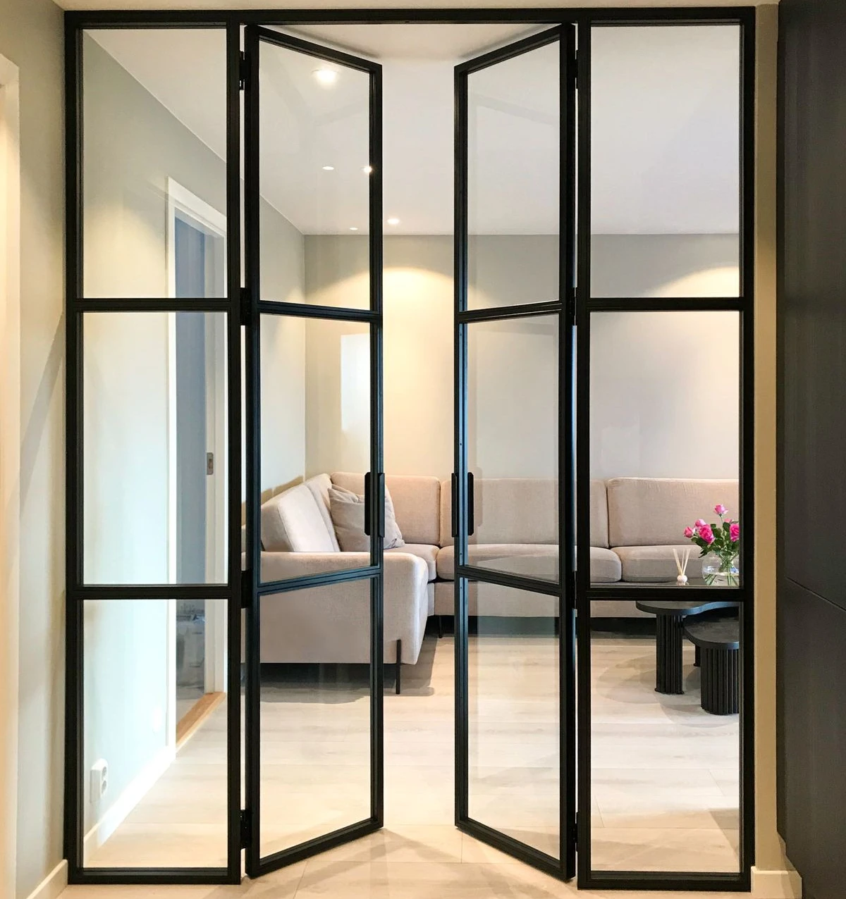 Simple Design Aluminum Framed Internal French Doors Villa Double Glazed Casement Double Door Extremely Narrow Swing Door Custom