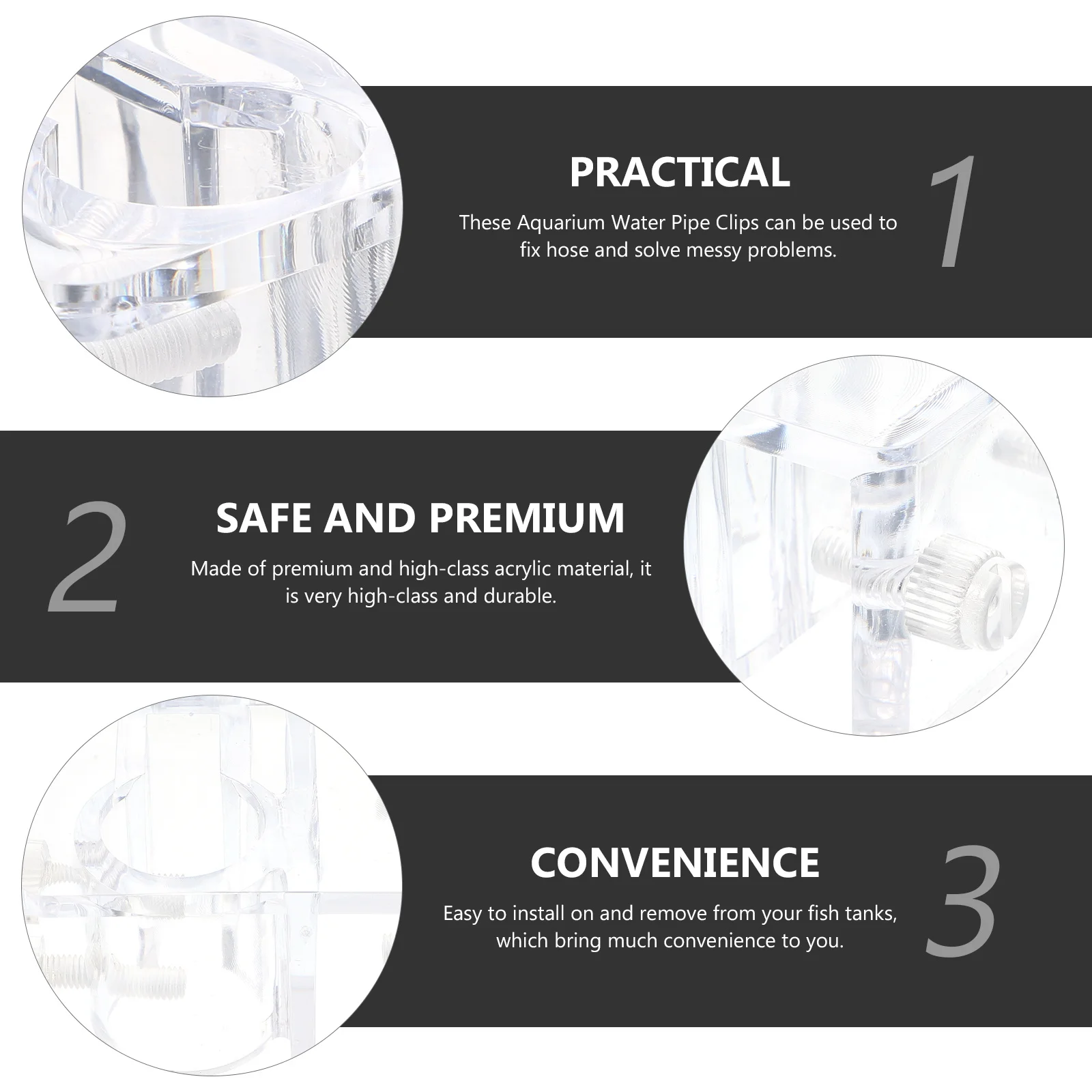 

2pcs Sturdy Acrylic Water Hose Holder Fish Tank Accessories Aquarium Tube Fixation Clamp Fish Tank Supply Hose Fixator For