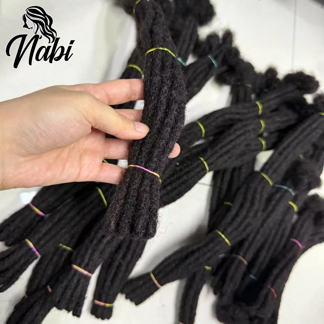 Nabi Loc Extension Human Hair 6-20 inch 80 Strands Full-head Handmade 100% Human Hair Dreadlock Extensions for Men Women