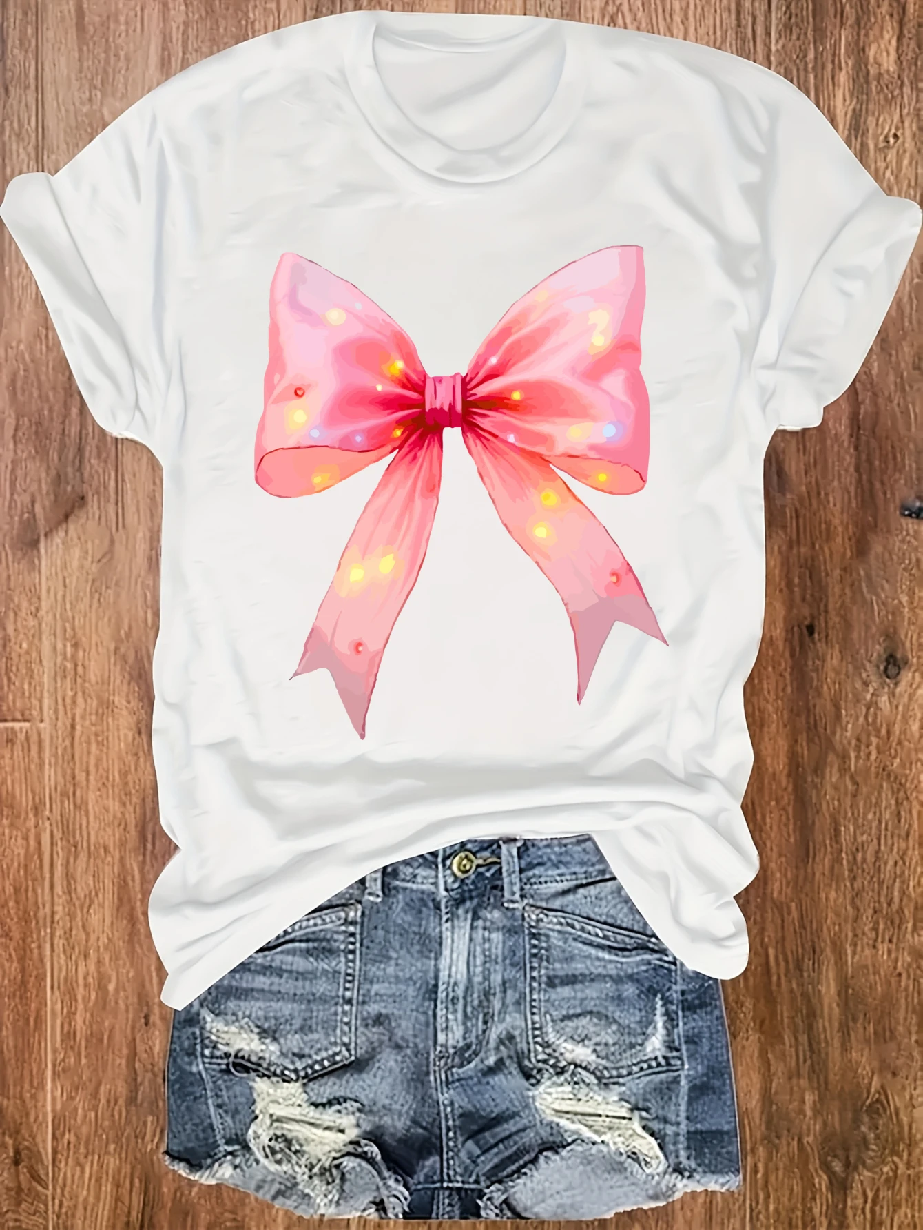 

Women's plus size tank top Pink Bow With Sparkles Suitable for sports and daily wear Summer casual shirt sleeveless casual style