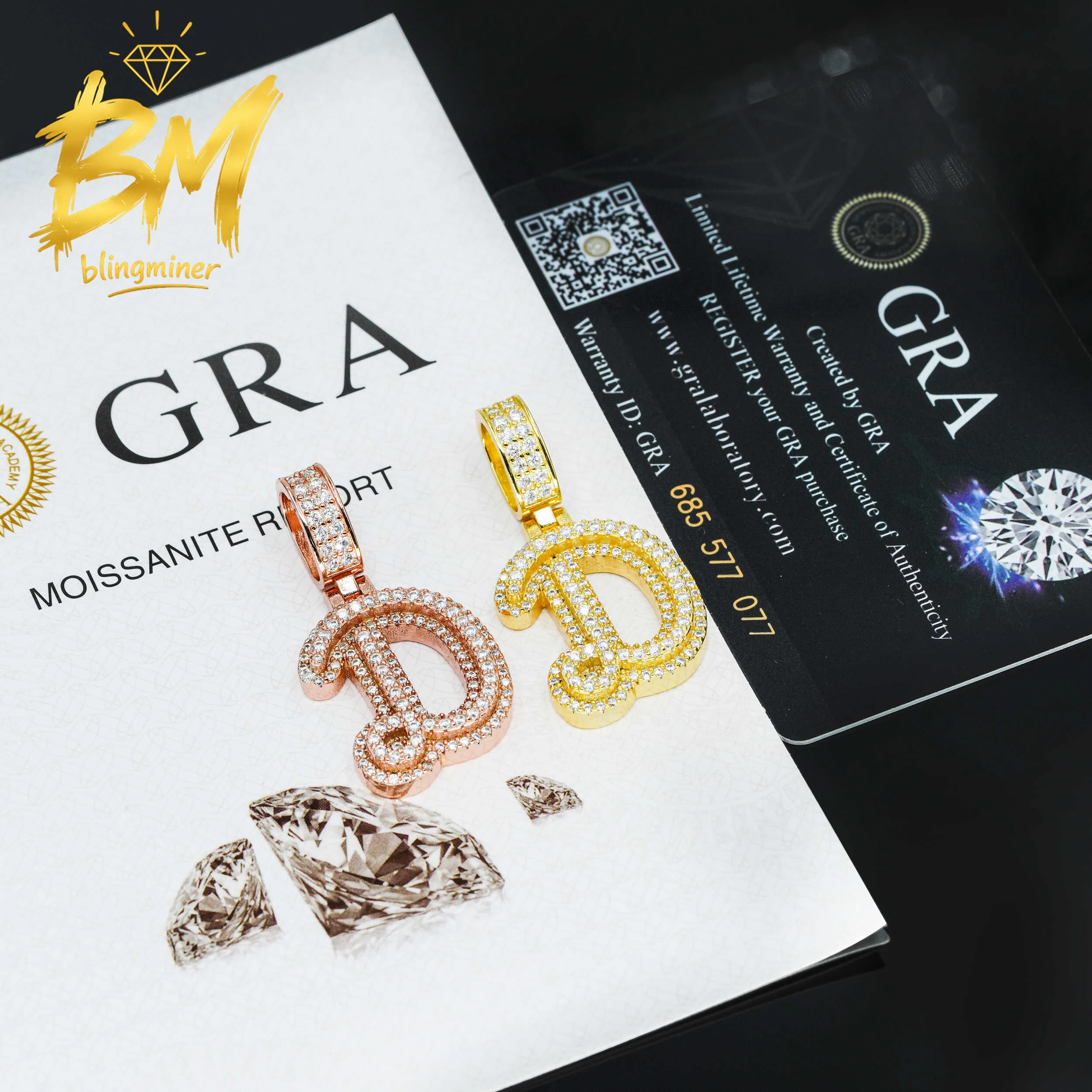 Blingminer Bling Letter D VVS Moissanite Pendant For Men Women S925 Silver Pendants Jewelry Pass Diamonds Tester Free Shipping