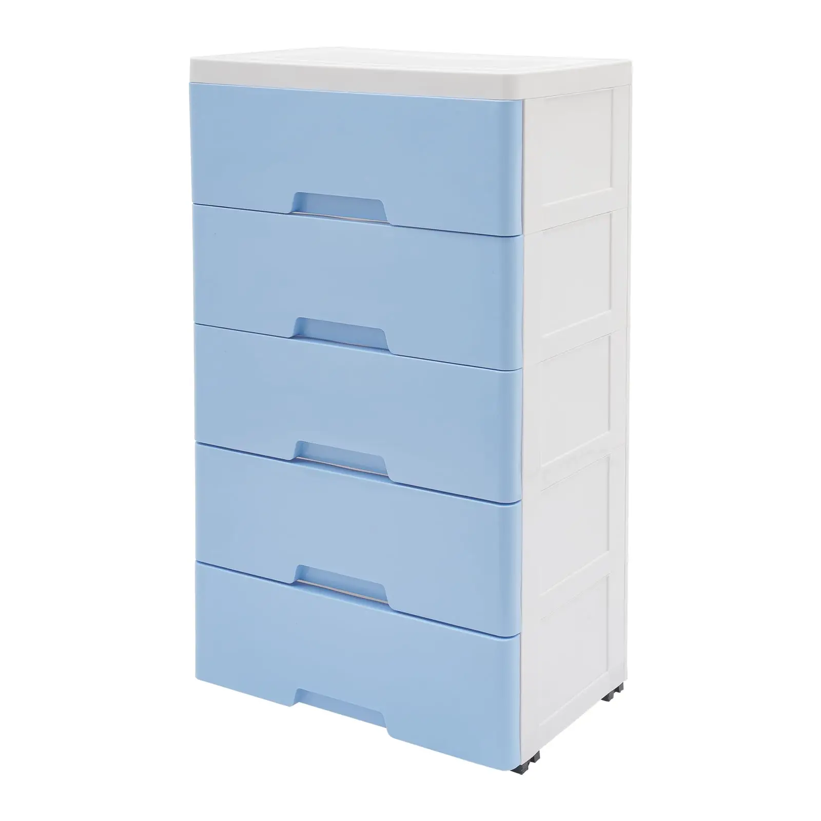 

Small 5 Tier Plastic Storage Cabinet, Dresser with Wheels and 5 Drawers, Floor Standing Storage Drawers Cabinet for Bedroom Living