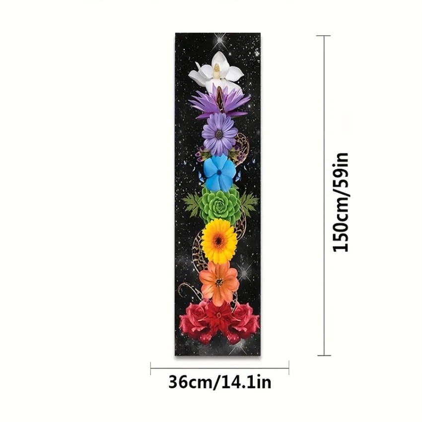 Spiritual Chakra Tapestry Starry Sky Wall Hanging Boho Printed Fabric Poster for Yoga Meditation Bedroom Living Room Decor