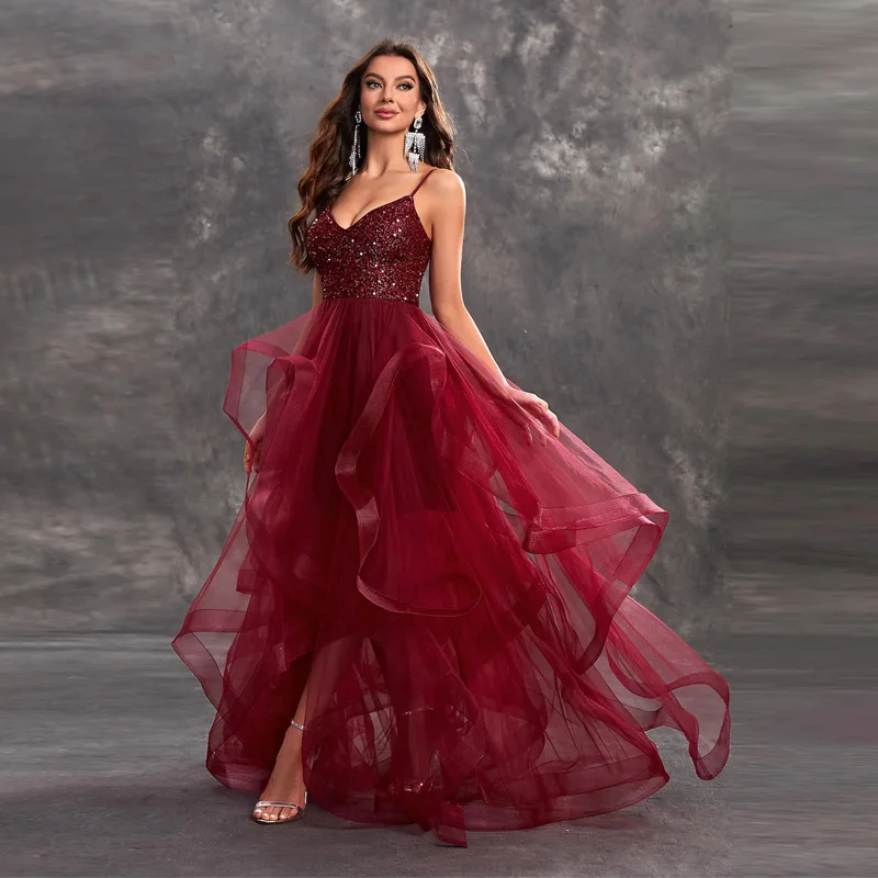 

Customized Faionable Long Dr Sexy Strapl Ball Gown Evening Dr Bubble Par Skirt Wide Hemline Women's Clothing Evening Gown