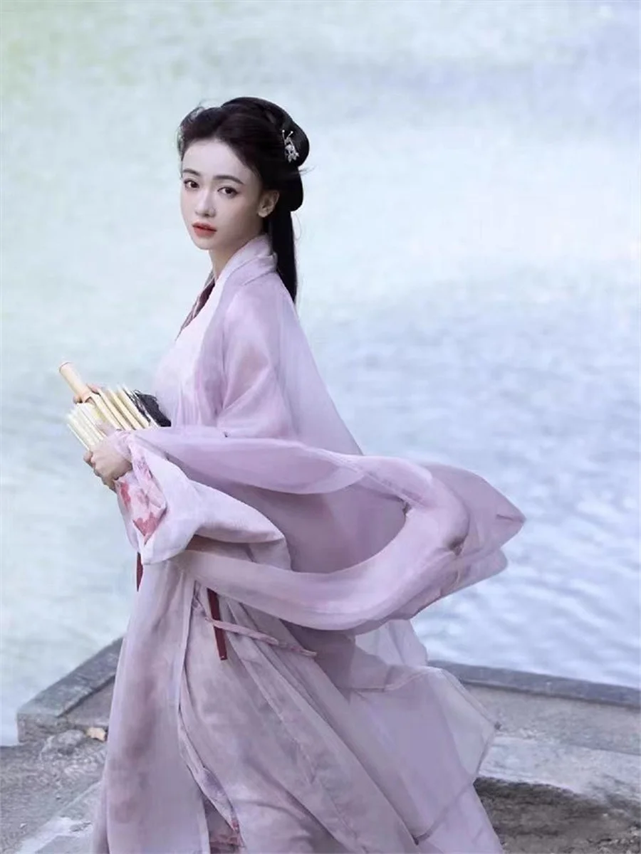 Vestido Hanfu Chinês para Mulheres, Conjuntos de Hanfu Tradicional Antigo, Fada do Carnaval Cosplay Traje, Vestido de Dança Roxo