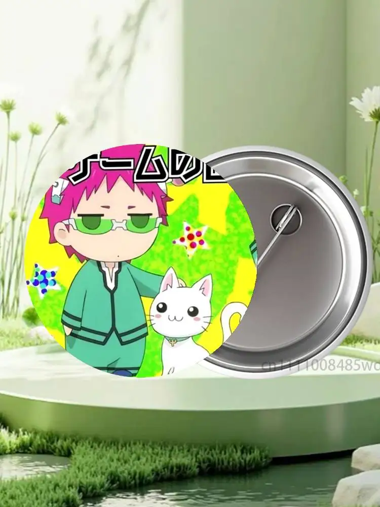 Saiki K Japanese Anime Badges 25 32 44 58 75 mm Round Cosplay Pin Bag Decor Fans Collect Friends Gifts Brooch Souvenir