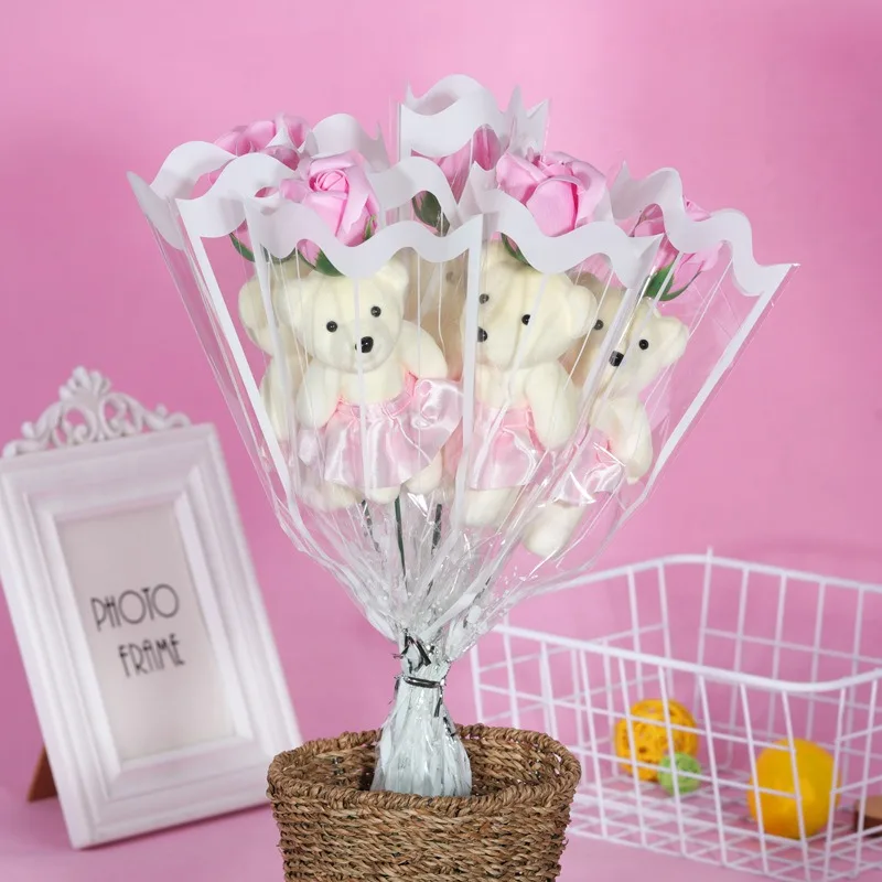 1/3/5 Stück Rosenbär Künstliche Blumensträuße für Valentinstag DIY Geschenk Ornament Hochzeitsdekoration Partyzubehör Heimdekoration – Detail 3