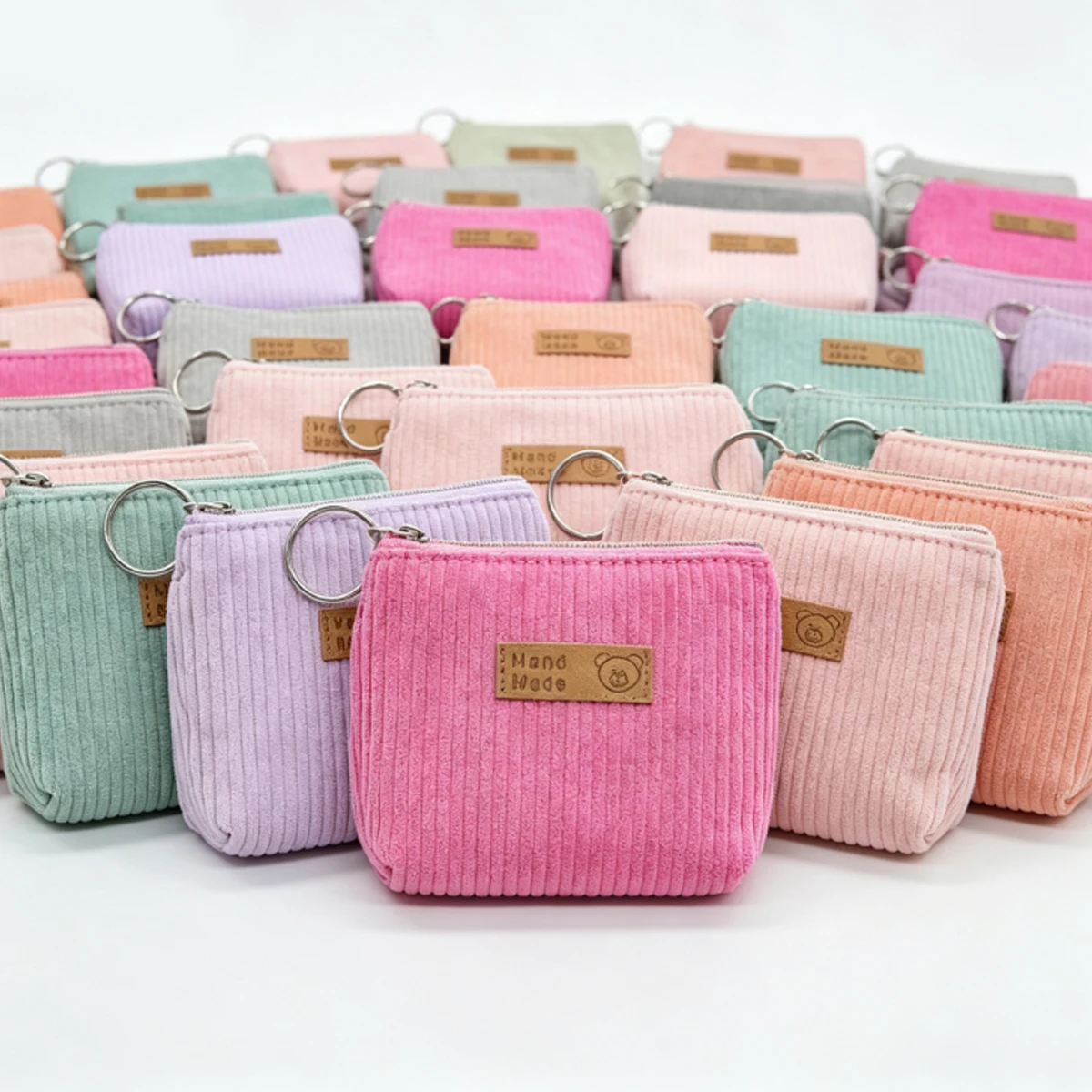 6Pcs Multifunctional Corduroy Coin Purse, Random Color Handy Small Wallet for Women, Compact Zipper Pouch for Coins, ZSY