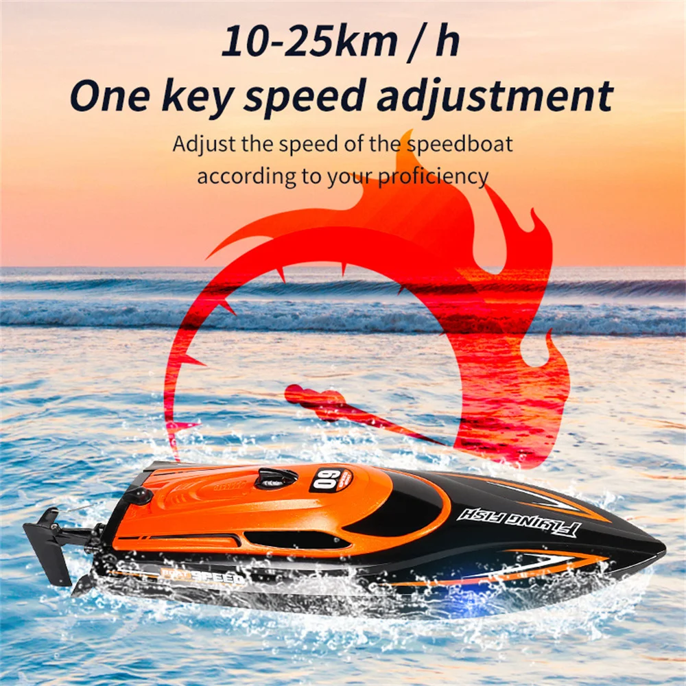 HXJRC-Bateau RC HJ812 2.4G 4CH à Grande Vitesse avec Lumière LED, 25 km/h, Véhicule de Course Électrique, Modèle de l'annulation, Lacs, Jouet Télécommandé